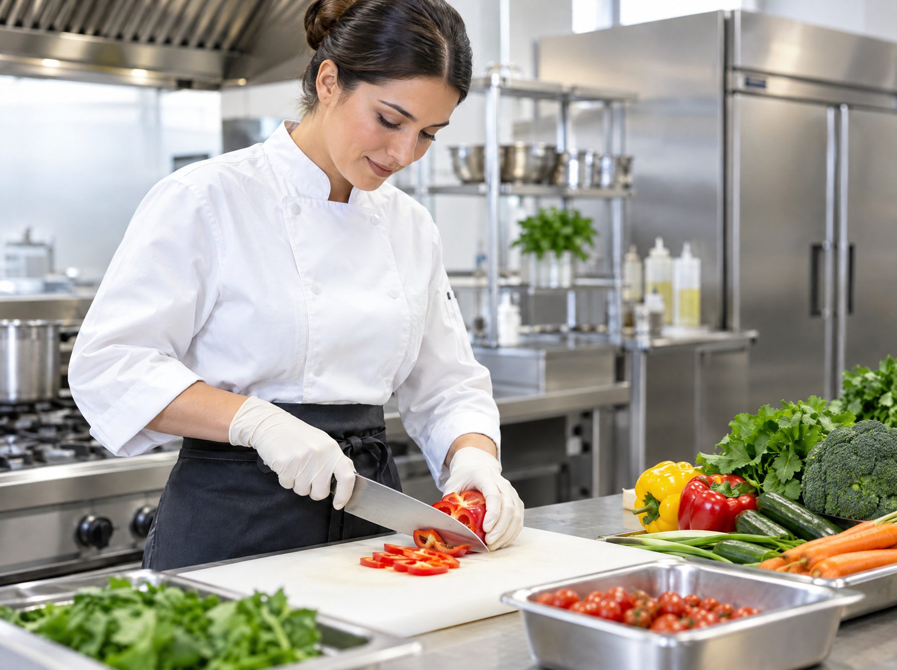 Chef wearing nitrile gloves